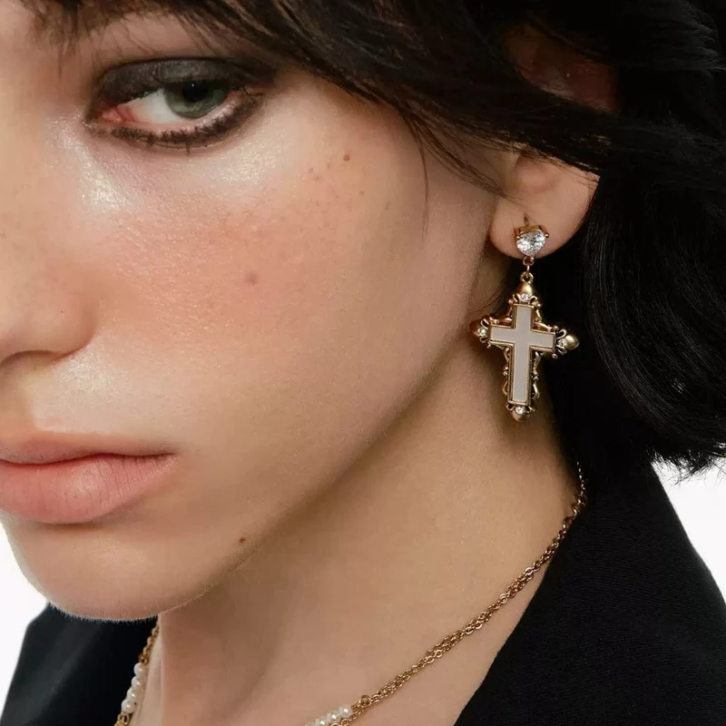Grunge-Diamant-Kreuz-Ohrringe für Damen