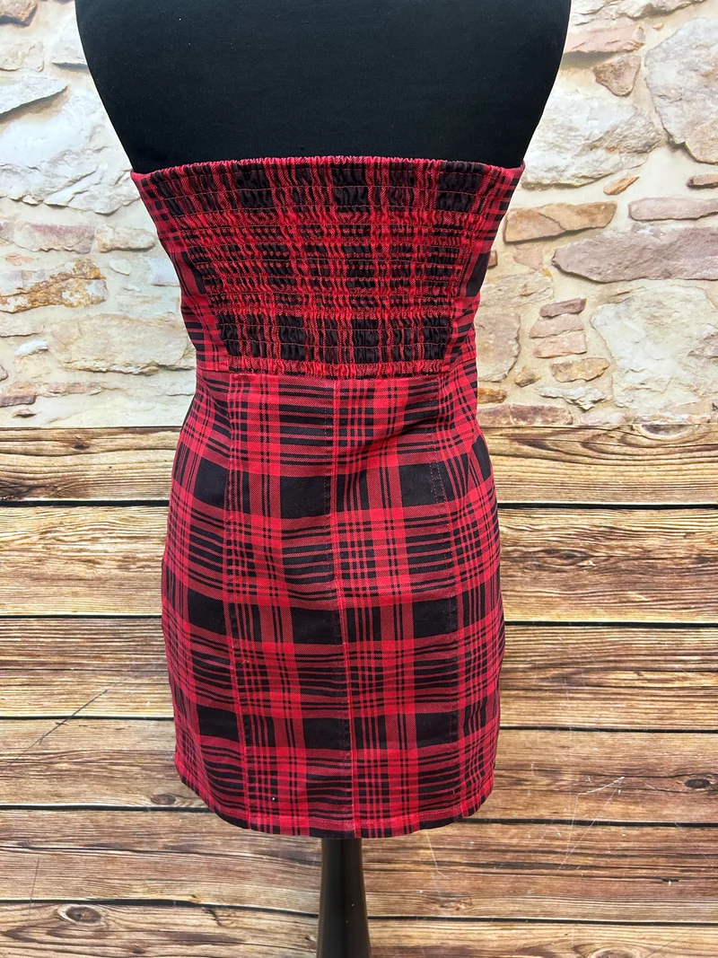 REVIEW Bandeau-Kleid im Karo-Design – Gr. 36