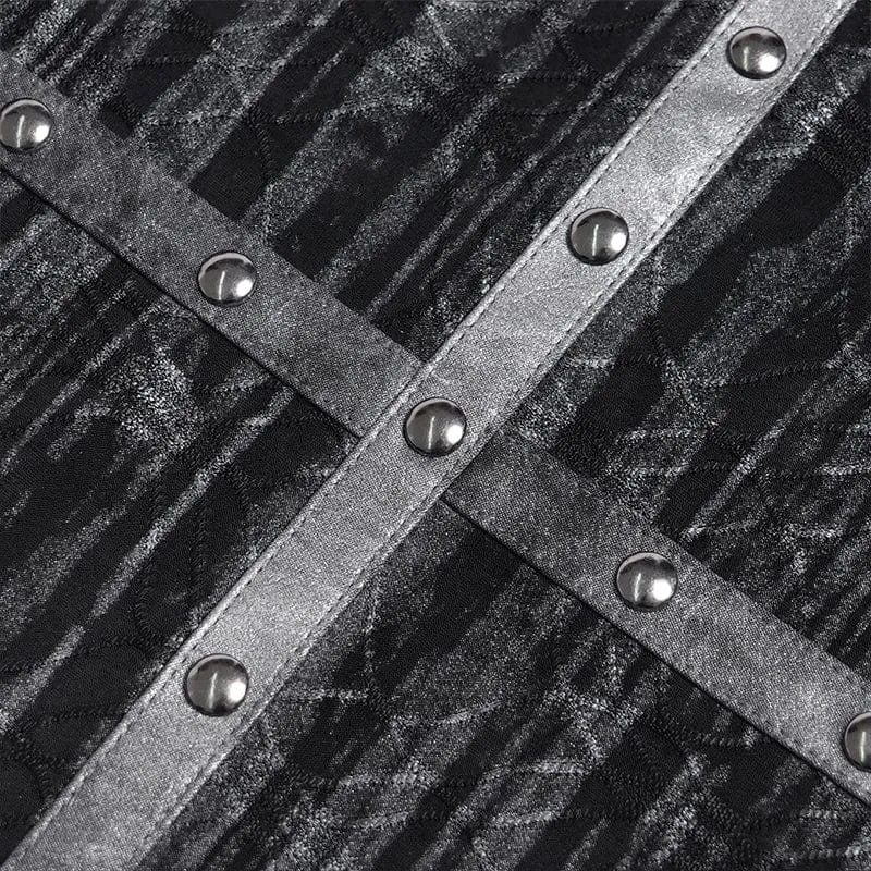 Punk-Herren-Kurzarmshirt mit Nieten und Mesh-Einsätzen