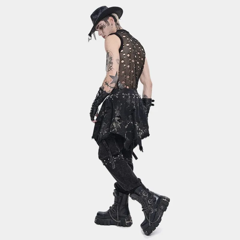 Punk-Rock für Herren, unregelmäßig, zerrissen, ungesäumt