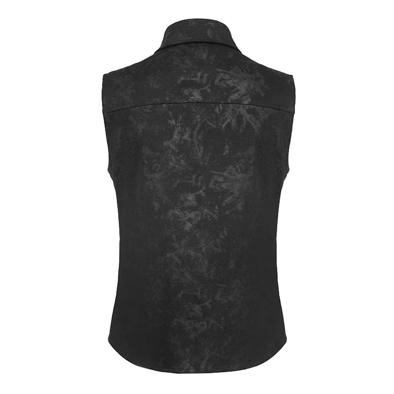 Punk-Herrenoberteil mit Lagenlook, Schnallenriemen und Umlegekragen
