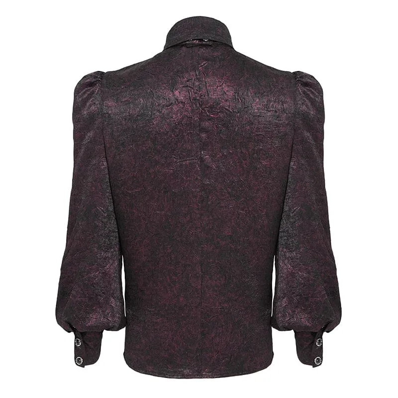 Herrenhemd aus gotischem Jacquard-Stoff mit Fledermausärmeln und Krawatte, rot