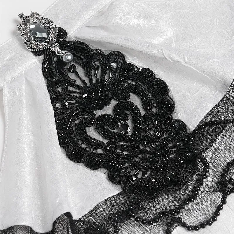 Weißes Herrenhemd im Gothic-Jacquard-Stil mit Schwalbenschwanzmuster und passender Krawatte
