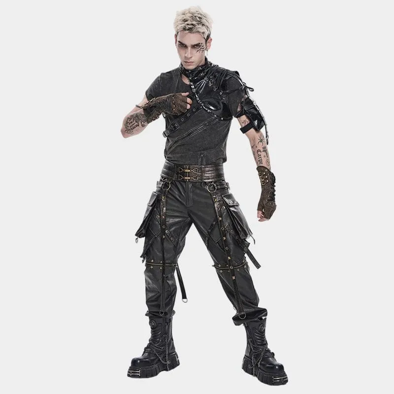 Punk-Herrenhose mit großen Taschen, Ösen und Nieten sowie abnehmbaren Beinen