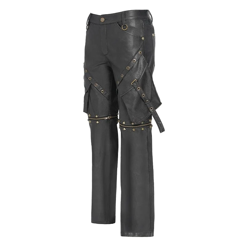 Punk-Herrenhose mit großen Taschen, Ösen und Nieten sowie abnehmbaren Beinen