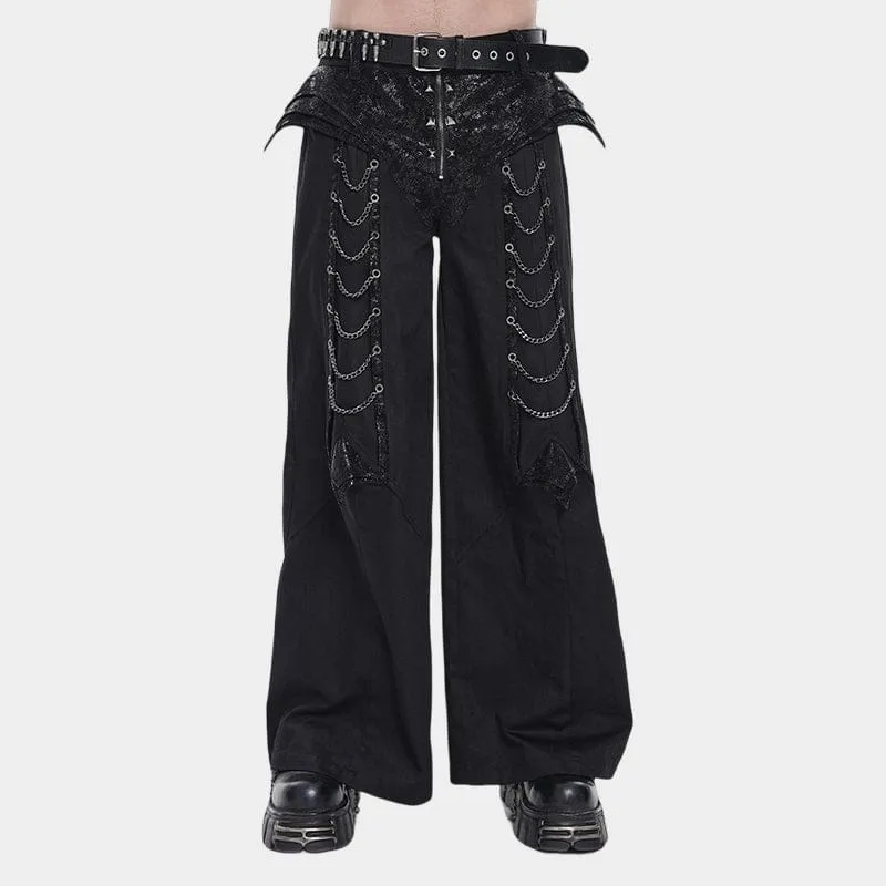 Punk-Herrenhose mit Nieten, Ketten und Reißverschluss