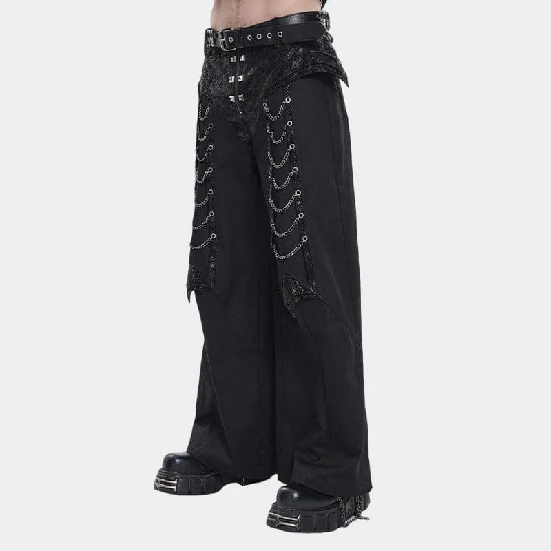 Punk-Herrenhose mit Nieten, Ketten und Reißverschluss