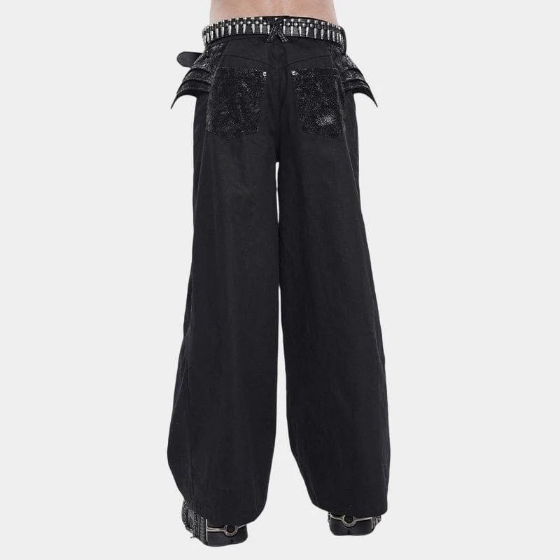 Punk-Herrenhose mit Nieten, Ketten und Reißverschluss