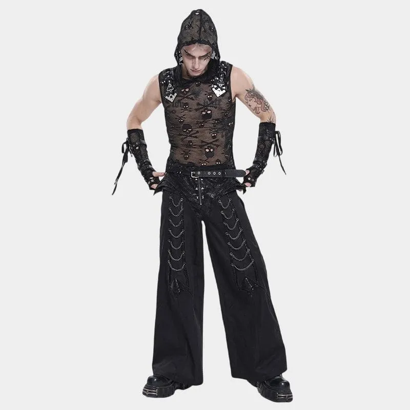 Punk-Herrenhose mit Nieten, Ketten und Reißverschluss