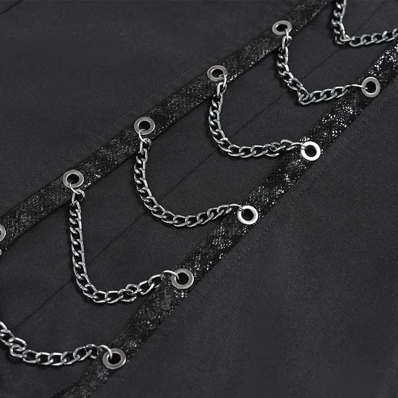 Punk-Herrenhose mit Nieten, Ketten und Reißverschluss