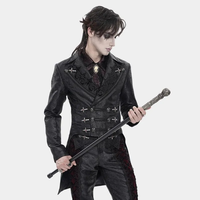 Gothic-Herrenjacke mit zweireihigem Reißverschluss und gekreuztem Revers