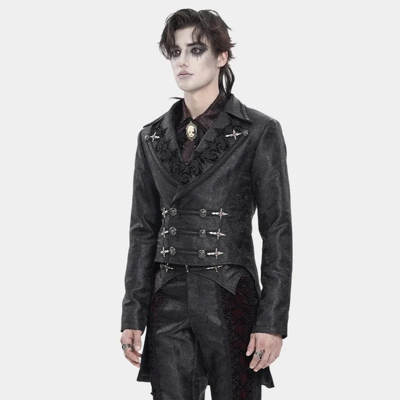 Gothic-Herrenjacke mit zweireihigem Reißverschluss und gekreuztem Revers
