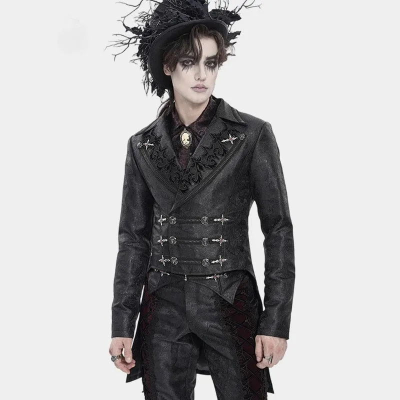 Gothic-Herrenjacke mit zweireihigem Reißverschluss und gekreuztem Revers