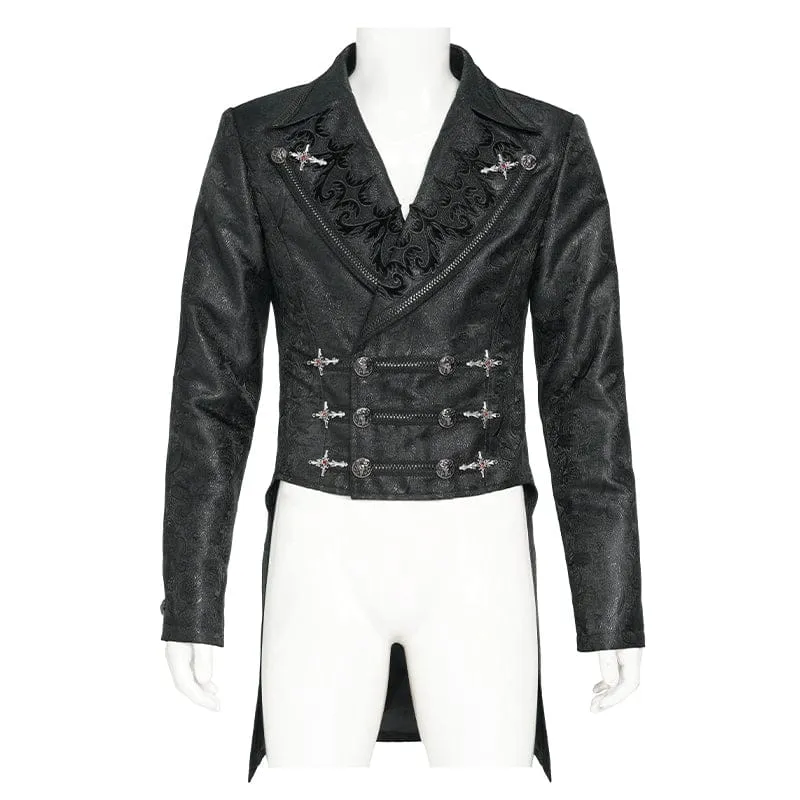 Gothic-Herrenjacke mit zweireihigem Reißverschluss und gekreuztem Revers
