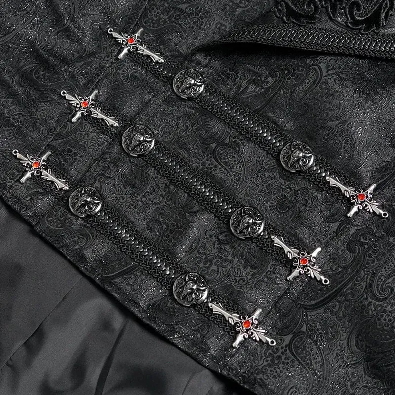 Gothic-Herrenjacke mit zweireihigem Reißverschluss und gekreuztem Revers