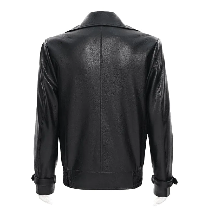 Punk-Bikerjacke für Herren mit breitem Reverskragen und Nieten