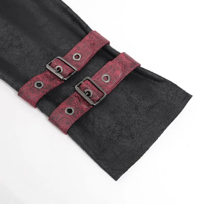 Punk-Herrenjacke mit Nietenschnalle und Kapuze, schwarz