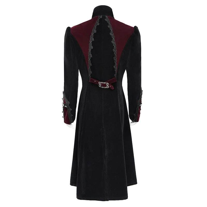 Schwarze Gothic-Jacke für Herren mit Perlenbesatz, Schnallenriemen und Reißverschluss