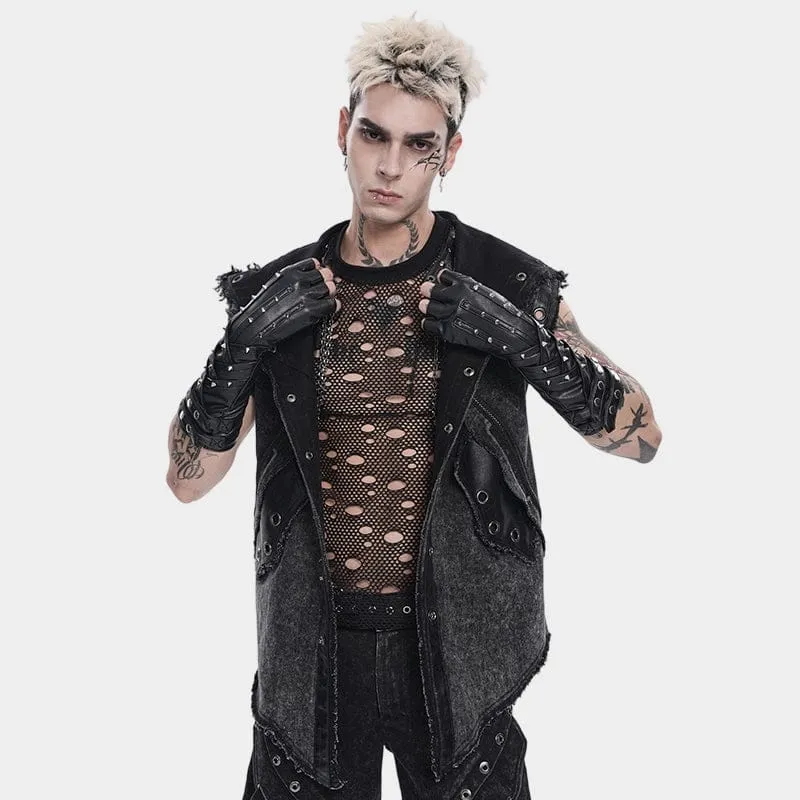 Punk-Nieten-Fingerlose Handschuhe für Herren