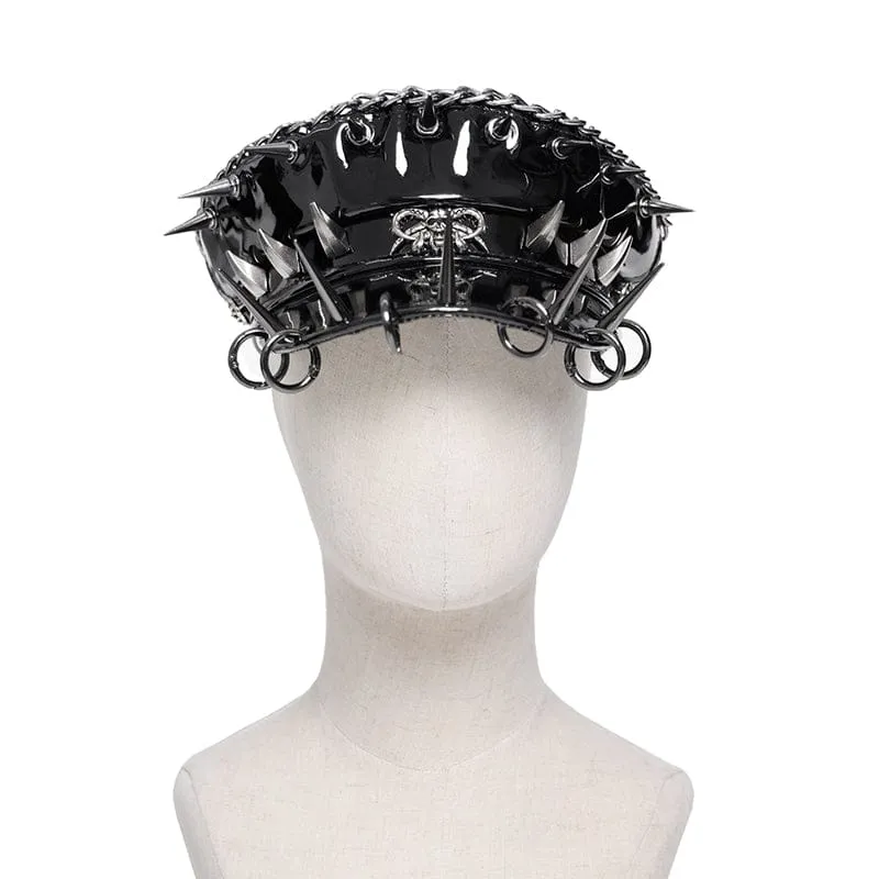 Punk-Hut für Herren mit Nieten, Ringen und Kette