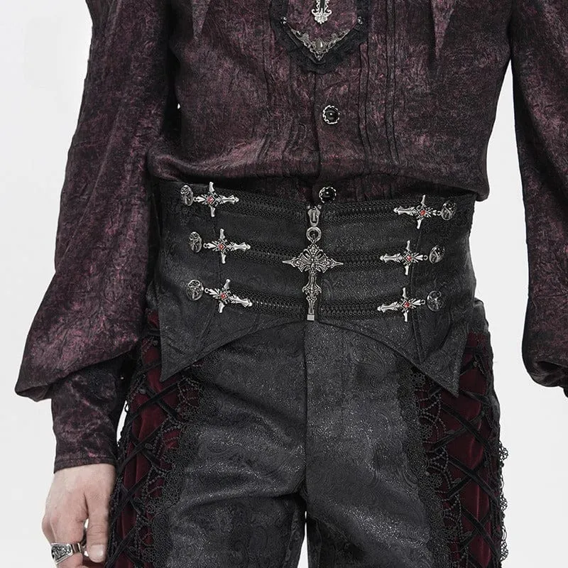 Gothic-Kreuz-Schnürgürtel für Herren mit Reißverschluss
