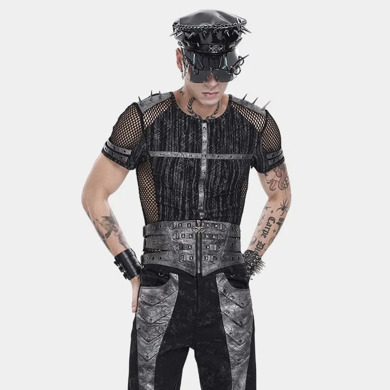 Punk-Mieder mit Nieten und Reißverschluss für Herren