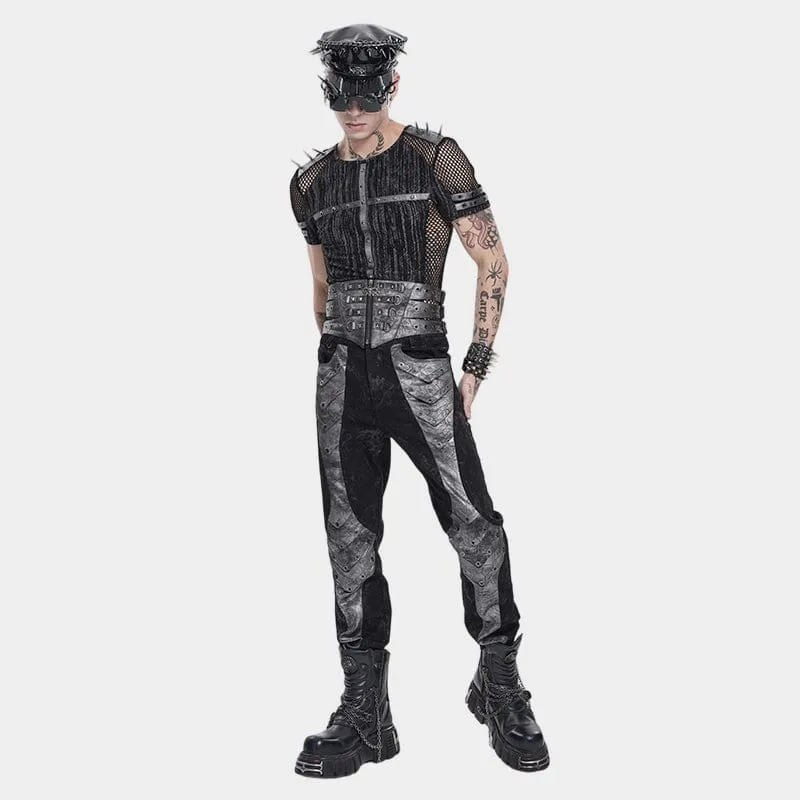 Punk-Mieder mit Nieten und Reißverschluss für Herren