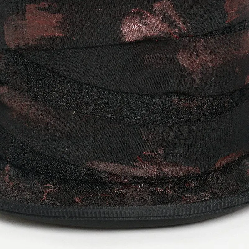 Schwarzer Gothic-Zylinder für Herren mit bandagenumwickelten Bändern