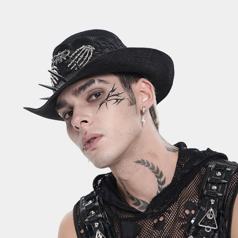Punk-Totenkopfmütze für Herren mit Nieten