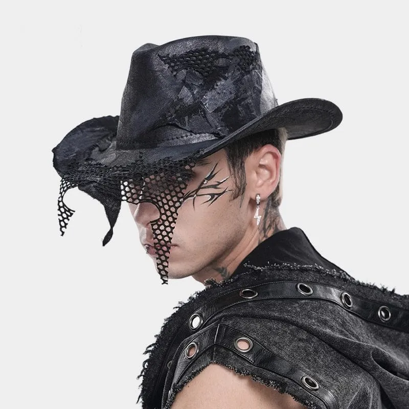 Punk-Mesh-Patchwork-Hut für Herren im Used-Look