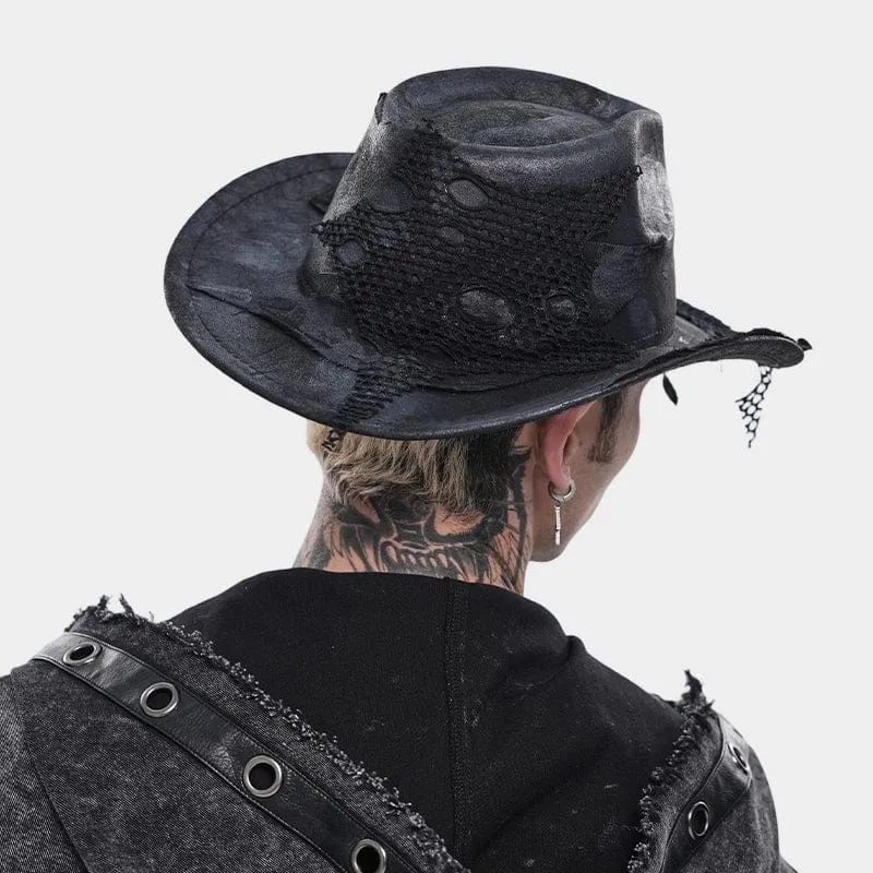 Punk-Mesh-Patchwork-Hut für Herren im Used-Look