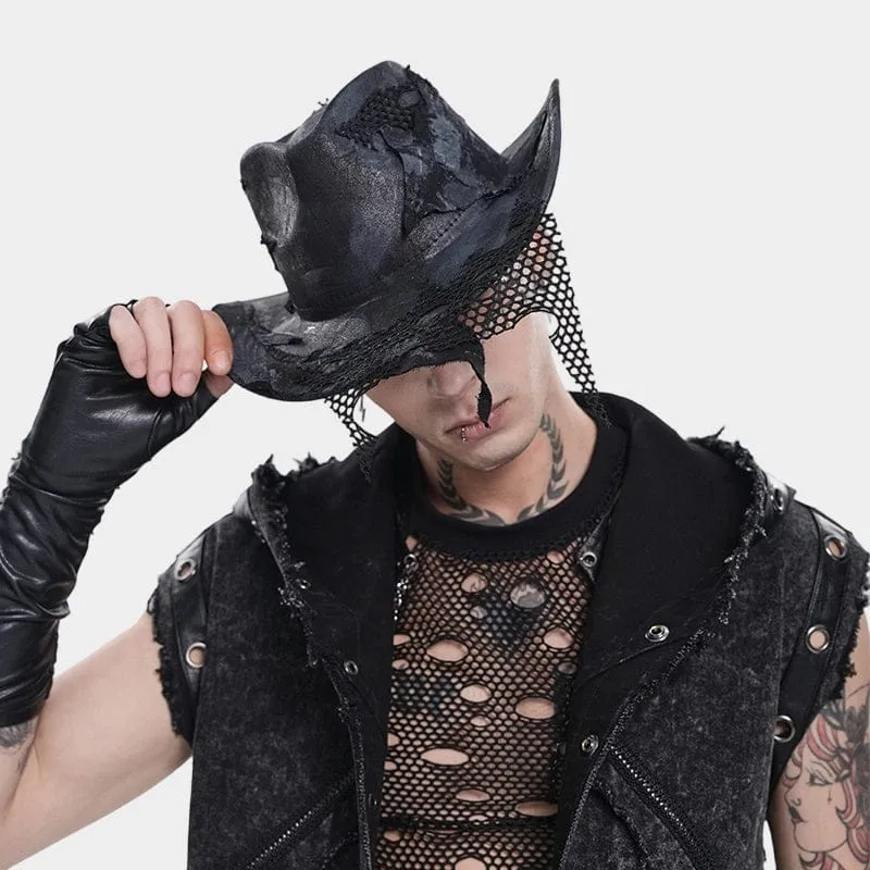 Punk-Mesh-Patchwork-Hut für Herren im Used-Look