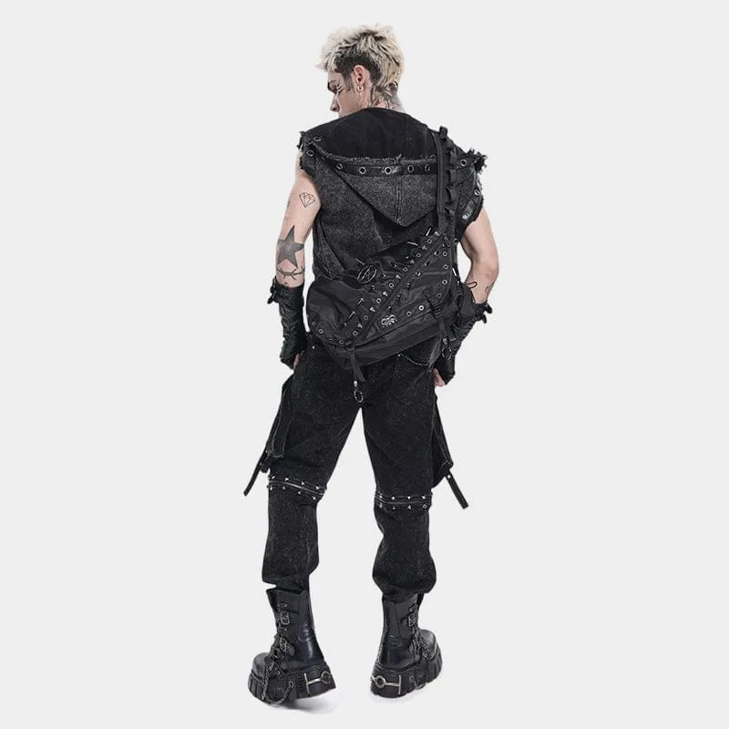 Punk-Tasche für Herren mit Pentagramm-Ösen und Nieten