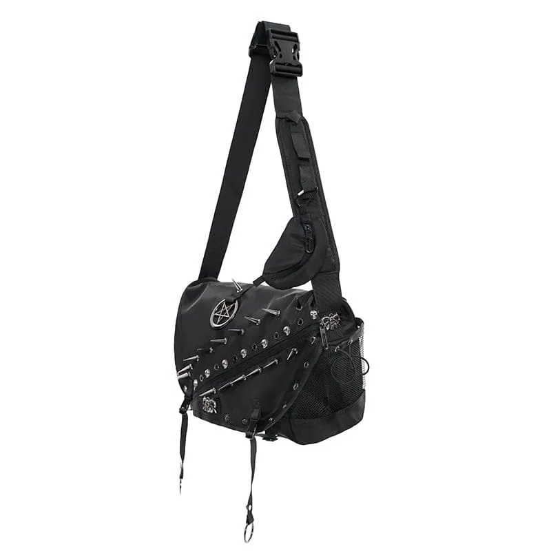 Punk-Tasche für Herren mit Pentagramm-Ösen und Nieten