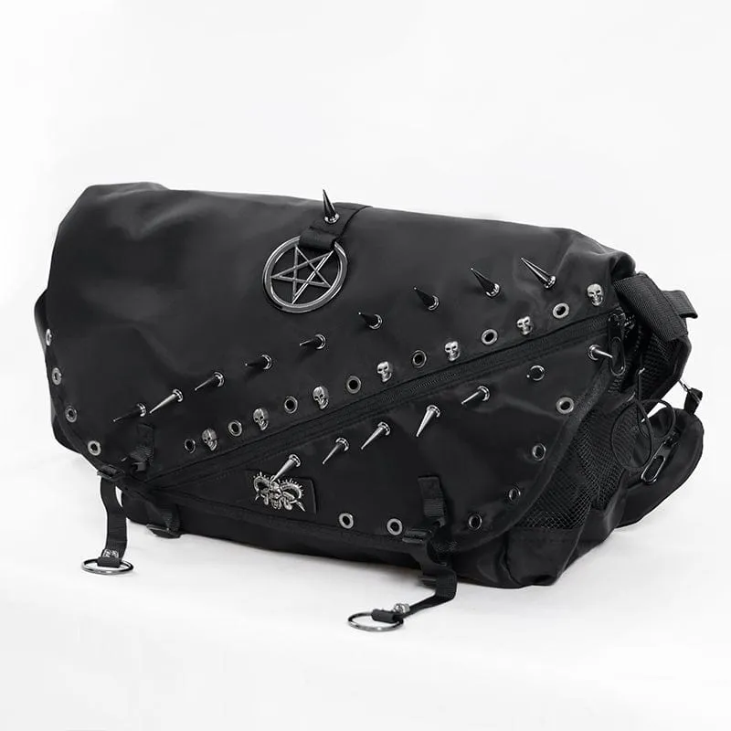 Punk-Tasche für Herren mit Pentagramm-Ösen und Nieten