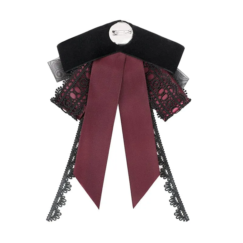 Gothic-Halskette für Herren mit Kreuz und Schleife, schwarz-rot