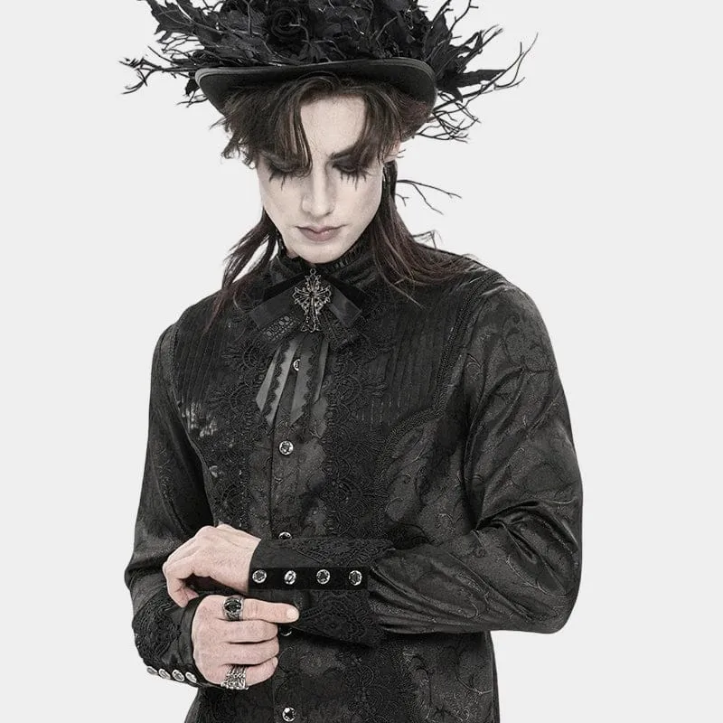 Gothic-Halskette für Herren mit Kreuz und Schleife, Schwarz