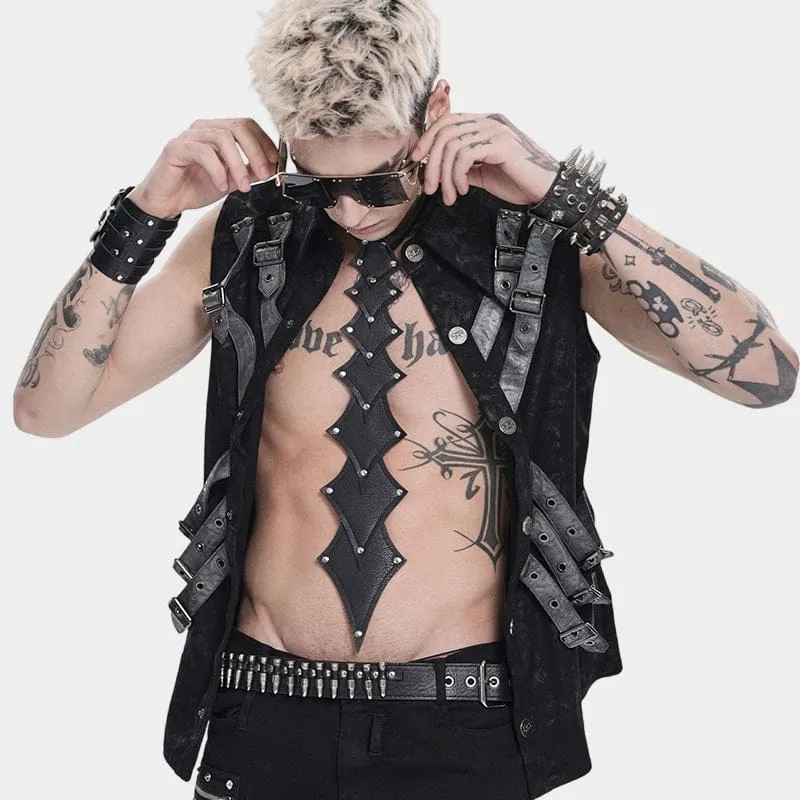 Punk-Nieten-Halskette für Herren, mehrlagig
