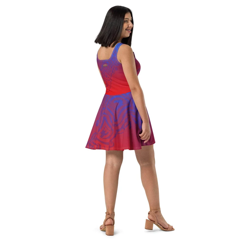 Radiant Red & Blue Skater Dress