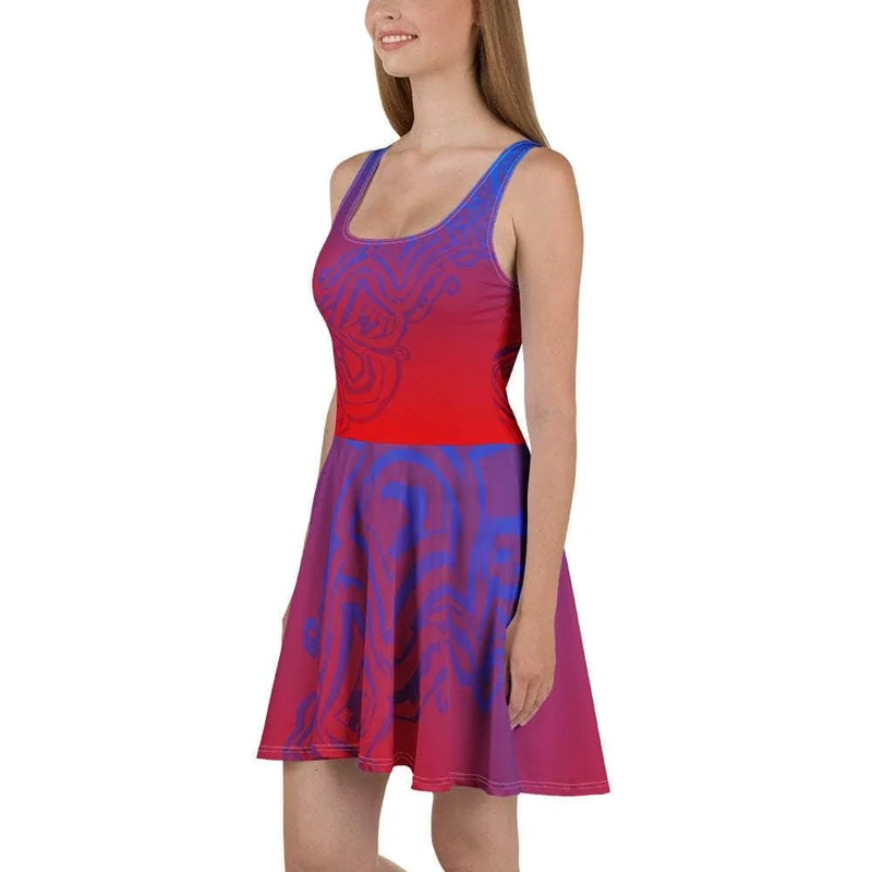 Radiant Red & Blue Skater Dress