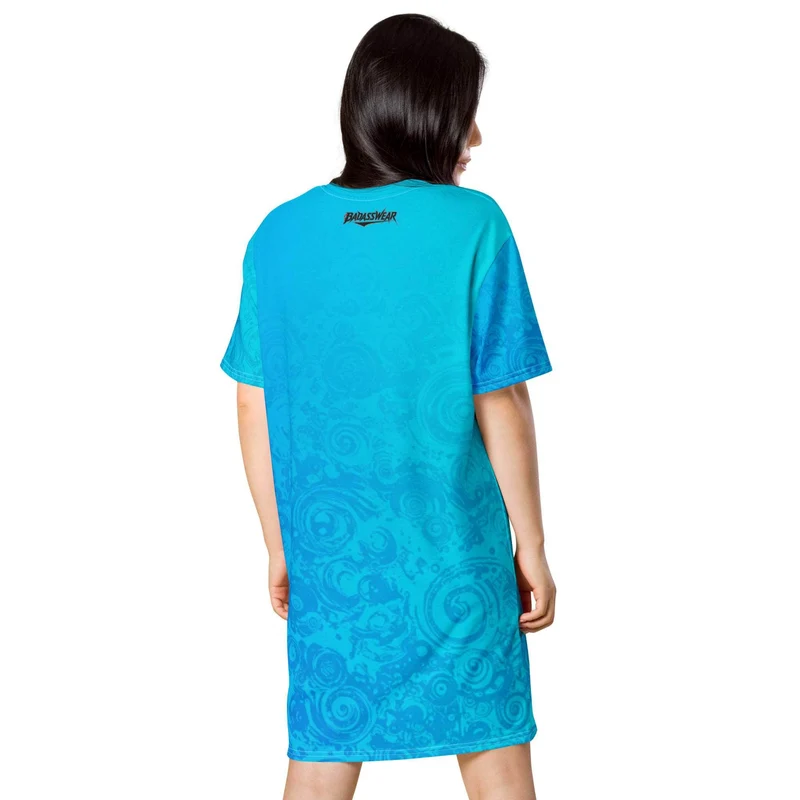 Cyan Vortex T-shirt Dress
