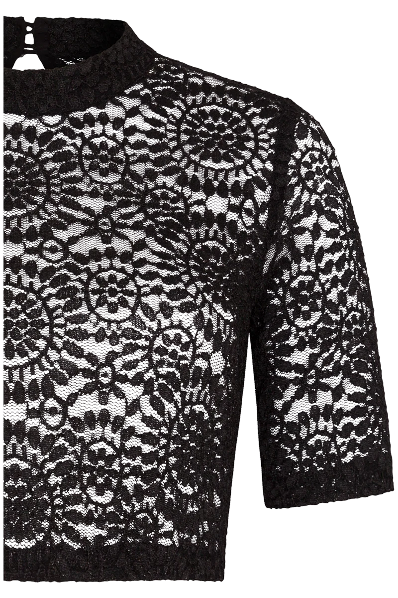Hochgeschlossene Dirndlbluse mit Spitze