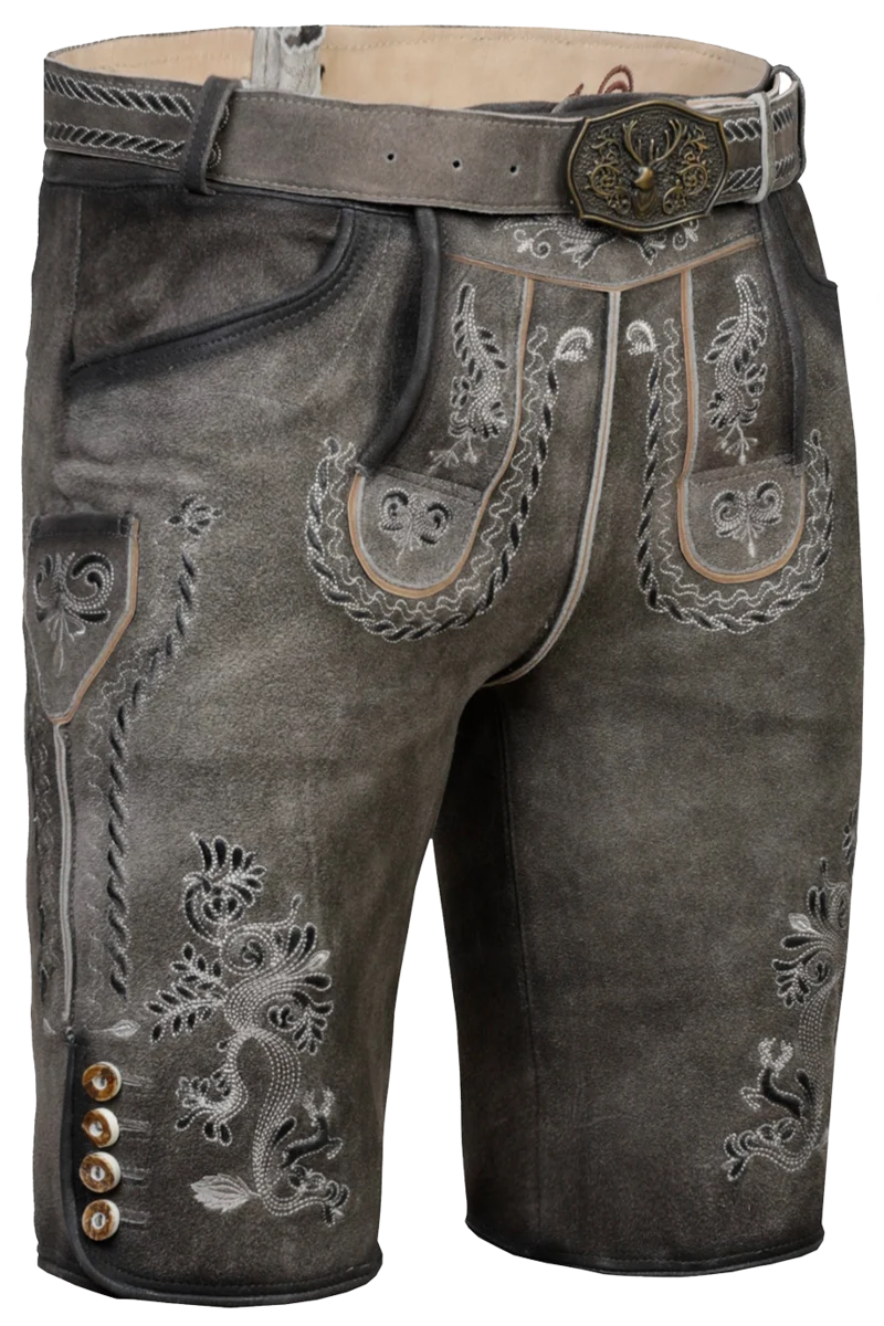 Herren Lederhose kurz bestickt