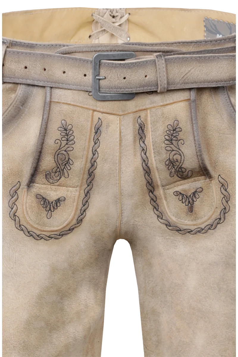 Herren Lederhose kurz bestickt