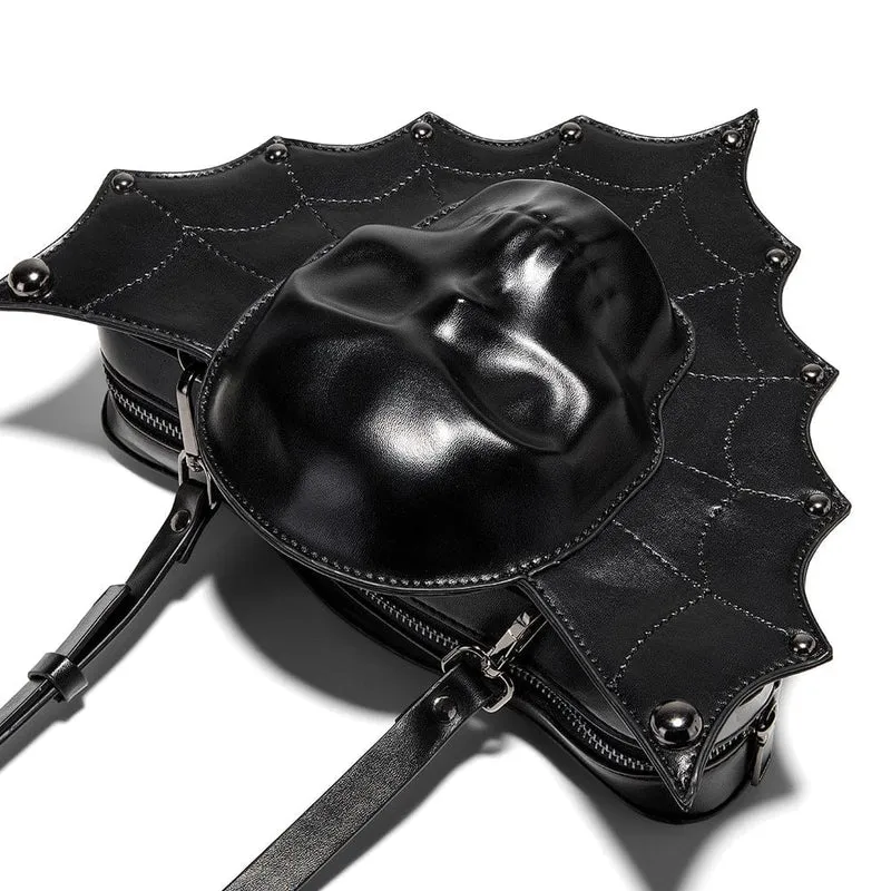 Gothic-Tasche für Damen mit Fledermausflügel-Totenkopf-Motiv