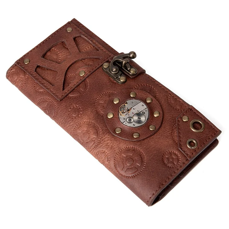 Geldbörse für Damen mit Steampunk-Zahnradprägung
