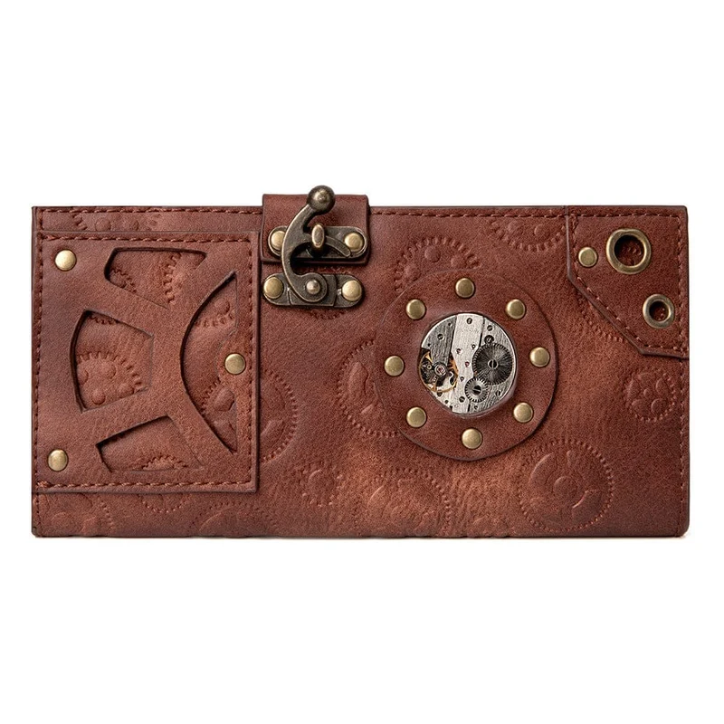 Geldbörse für Damen mit Steampunk-Zahnradprägung