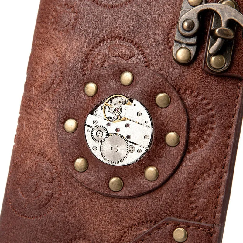Geldbörse für Damen mit Steampunk-Zahnradprägung