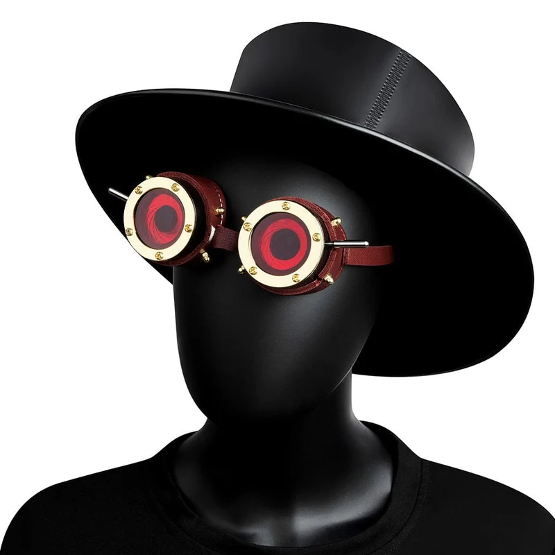 Unisex Steampunk-Brille mit roten Gläsern