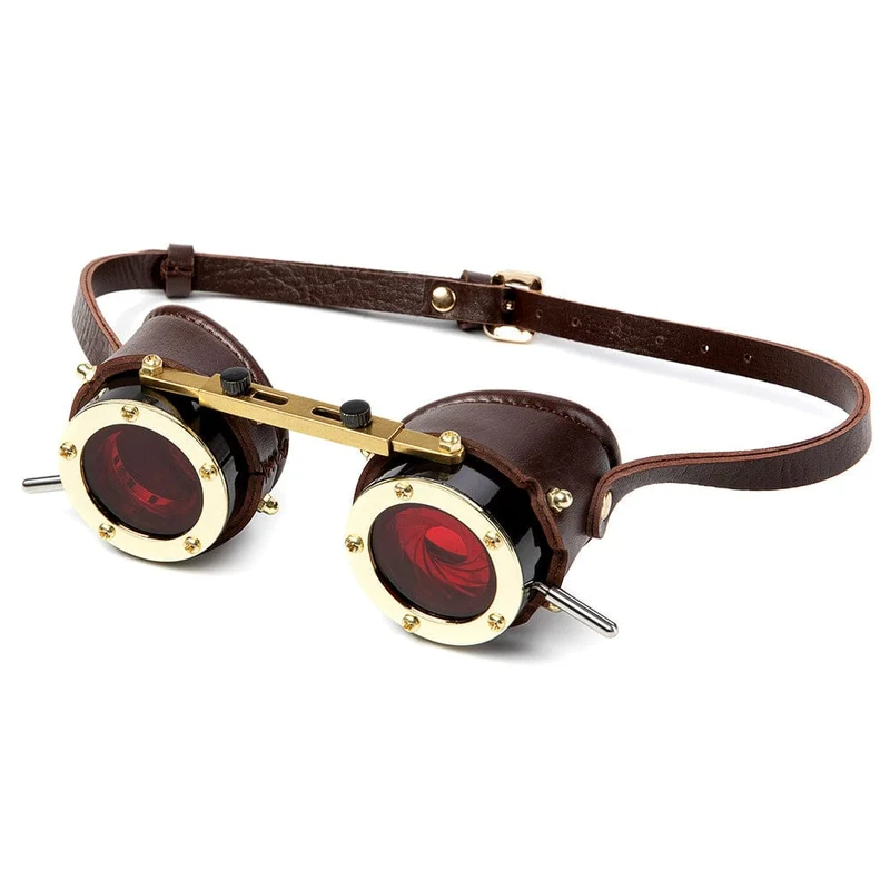 Unisex Steampunk-Brille mit roten Gläsern